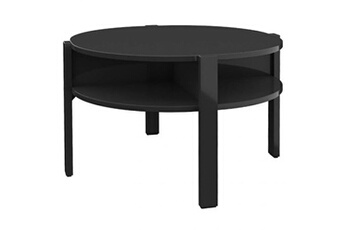 table d'appoint meubletmoi table d'appoint h. 45,5 cm x d. 74,4 cm ronde décor noir uni - rozaly
