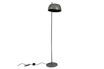 lampadaire meubletmoi grand lampadaire avec abat-jour en métal gris h146 cm - poly 5560
