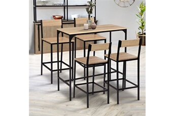 table haute id market ensemble table haute de bar detroit 100 cm et 4 chaises de bar design industriel