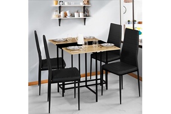 table à manger id market table console pliable edi 2-4 personnes façon hêtre et noir design industriel