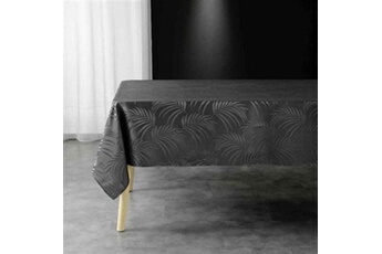 nappe de table douceur d'interieur nappe rectangle plumette à imprimés plumes en jacquard - gris anthracite - 140 x 240 cm
