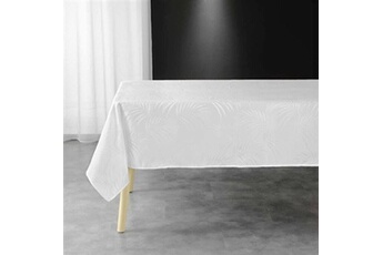 nappe de table douceur d'interieur nappe rectangle plumette à imprimés plumes en jacquard - blanc - 140 x 240 cm