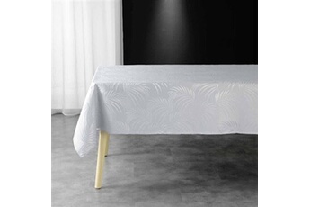 nappe de table douceur d'interieur nappe rectangle plumette à imprimés plumes en jacquard - gris clair - 140 x 240 cm