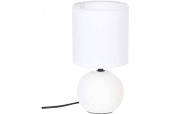 lampe de chevet atmosphera lampe boule en céramique striée - blanc - d 13 x h 24,7 cm