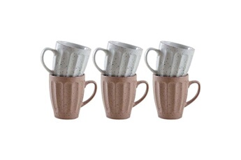 tasse et mugs aubry gaspard - mug vintage en grès 340 ml terrazzo (lot de 6)