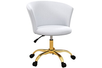 fauteuil de bureau vinsetto chaise de bureau design - hauteur réglable, pivotante - piètement métal doré revêtement effet courte laine bouclée