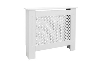 accessoire pour radiateur ecd germany cache-radiateur chauffage moderne - 78x19x82cm - blanc etagère en bois mdf