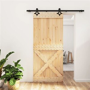 vidaXL Porte coulissante avec kit de quincaillerie 90x210cm Pin massif3057500 vidaXL Porte coulissante avec kit de quincaillerie 90x210cm Pin massif3057500