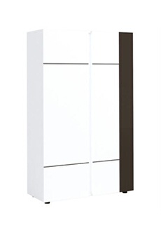 armoire de rangement lumineux 2 portes bois laqué blanc et anthracite koyd