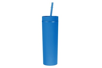 accessoires cocktail-apéritif uxcell gobelet skinny avec couvercles et pailles, acrylique pastel réutilisable, 16 oz, bleu marine mat