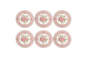 cuisine art de la table uxcell dessous de verre ronds en tissu brodé en dentelle, tapis de tasse en polyester avec motif floral, 6 pièces rose mauve