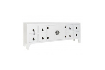 meuble de télévision en bois blanc style oriental - 130x24x51cm