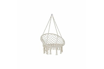 fauteuil de salon wadiga chaise-hamac suspendue relaxante en coton ivoire - 80x63x120cm