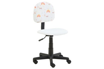 fauteuil de bureau idimex chaise de bureau pour enfant alpaca pivotante, en synthétique blanc, motif lama