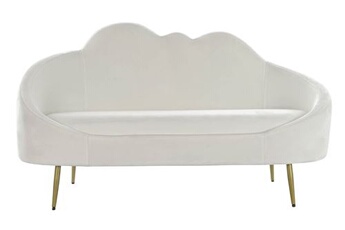 canapé de salon en polyester blanc et métal doré - longueur 155 x profondeur 75 x hauteur 92 cm --
