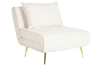 canapé de salon convertible en polyester et métal doré - longueur 90 x profondeur 90 x hauteur 84 cm --