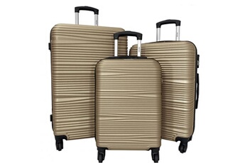 set de 3 valises bleu cerise set de 3 valises cactus beige champagne - ca10463