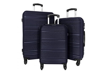 set de 3 valises bleu cerise lot 3 valises dont 1 valise cabine rigides cactus abs marine