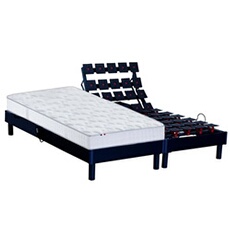 Ensemble relaxation 100% latex 5 zones 73kg/m3 + sommier avec réglage fermeté partout - Dimensions - 2x80 x 200 cm