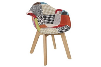fauteuil de salon home deco factory fauteuil enfant h58 cm patchwork scandinave - multicolore