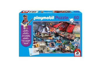 puzzle schmidt puzzle - pirates, 60 pièces, comprend la figurine playmobil
