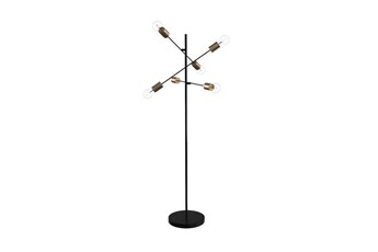 lampadaire vente-unique lampadaire 6 ampoules style industriel klepton - métal - h. 146,5 cm - noir et or