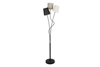lampadaire vente-unique lampadaire 3 abat-jours style contemporain veritas - métal et tissu - h. 149,5 cm - gris, noir, blanc