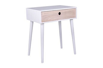 table de chevet maison et styles chevet 1 tiroir 45x32x54,5 cm en bois blanc et naturel - climea