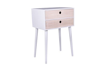 table de chevet maison et styles chevet 2 tiroirs 45x32x65,5 cm en bois blanc et naturel - climea