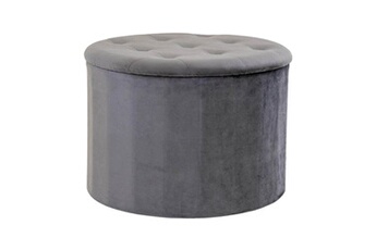 pouf maison et styles pouf rond 56x30 cm avec rangement en velours gris