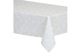 nappe de table atmosphera créateur d'intérieur - nappe enduite imprimée lila 150x250cm lin & blanc