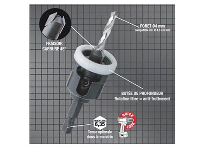 Outil Fraisage Métal Fraisoir HSS Wolfcraft Avec Butée De Profondeur - Pour Métal Et Plastique Fraise 3 Tranchants Allemagne Outil Fraisage Métal Fraisoir HSS Wolfcraft Avec Butée De Profondeur - Pour Métal Et Plastique Fraise 3 Tranchants Allemagne
