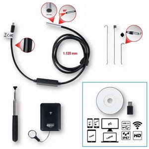 KS Tools Vidéoscope WiFi Avec Sonde 5.5 Mm - Caméra HD Pour Inspection Endoscope Smartphone
