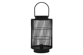 lanterne ecd germany lanterne avec led ø18xh42 cm, noir mat, métal, design grille, avec anse,