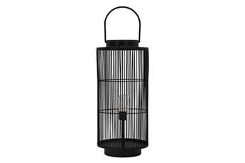 lanterne ecd germany lanterne avec led ø18xh52cm, noir mat, métal, design grille, avec poignée,