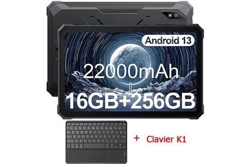Tablette tactile Blackview Active 8 Pro Tablette Incassable 10.36 2.4K FHD+  16Go+256Go 22000mAh(33W) G99 48MP+16MP Android 13 Noir Avec Clavier K1