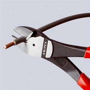 Knipex 74 02 250 T BK Pince Coupante De Côté Forte Démultiplication 250mm - Noire Atramentisée Avec Gaines Bi-Matière Et Œillet Antichute