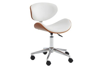 fauteuil de bureau vente-unique chaise de bureau montenegro - hauteur ajustable - simili - noyer et blanc