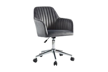 chaise de bureau - velours - gris - hauteur réglable - eleana