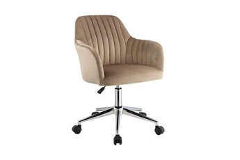 fauteuil de bureau vente-unique chaise de bureau - velours - beige - hauteur réglable - eleana