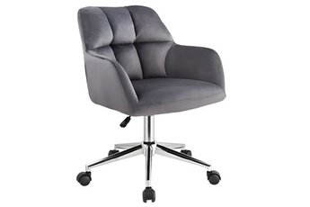 fauteuil de bureau vente-unique chaise de bureau - velours - gris - hauteur réglable - pega