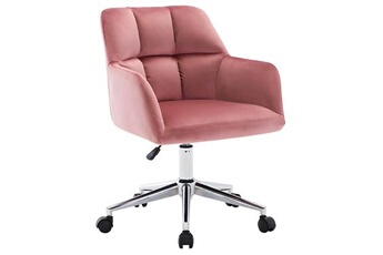 fauteuil de bureau vente-unique.com chaise de bureau - velours - rose - hauteur réglable - pega