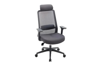 fauteuil de bureau vente-unique.com fauteuil de bureau ergonomique professionnel - avec têtière - nylon et tissu - gris - bankano