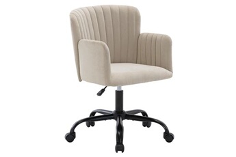fauteuil de bureau vente-unique.com chaise de bureau - tissu - beige - hauteur réglable - toara