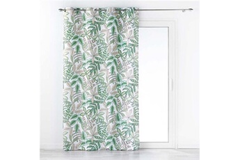 rideau à 8 oeillets à imprimé végétal beautaline - vert et blanc - 140 x 260 cm