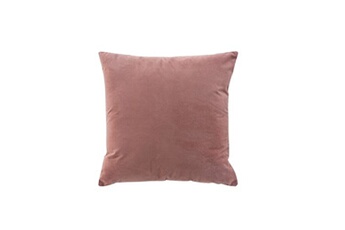 coussin déhoussable en relief effet velours uni velouriane - rose - 50 x 50 cm