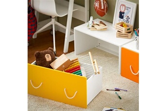kmb73-w coffre à jouets pour enfant, meuble de rangement à roulettes, boîte de