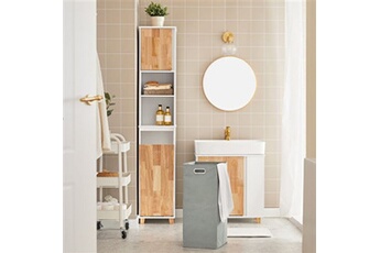 meuble de salle de bain sobuy bzr74-w meuble colonne de salle de bain, armoire haute etroite, placard de rangement