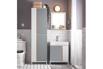 bzr76-hg meuble colonne de salle de bain placard armoire toilette haute etagères de