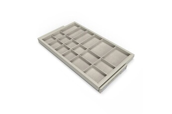 kit de organiser de tiroirs avec cadre de coulissage soft close pour armoires, réglable, module 800mm, gris pierre